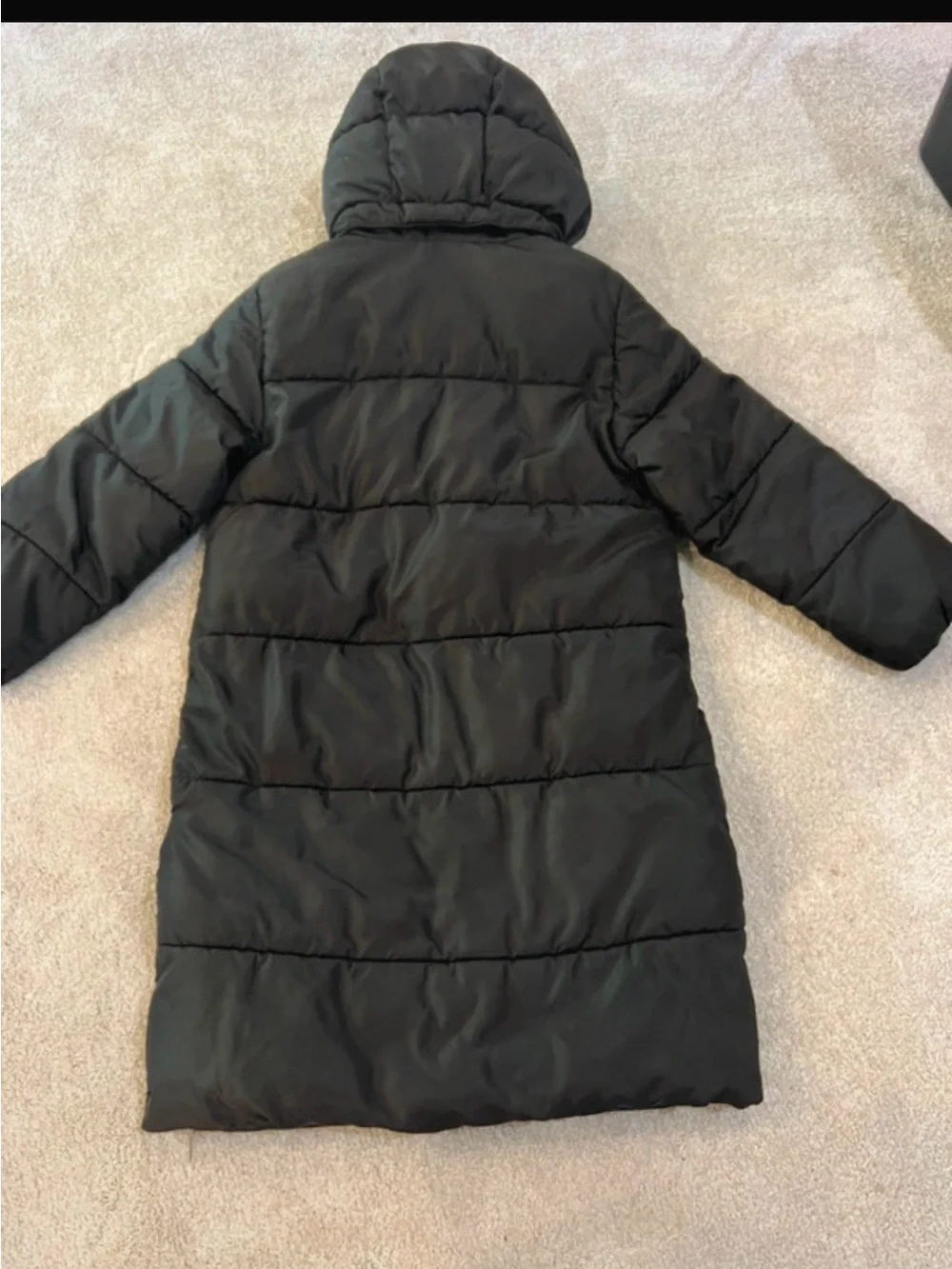 H&M Black Kids Long Puffer Coat with Hood